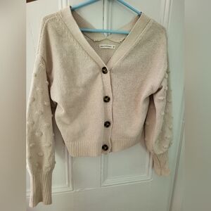 Cropped Cream Knit Cardigan, Size M